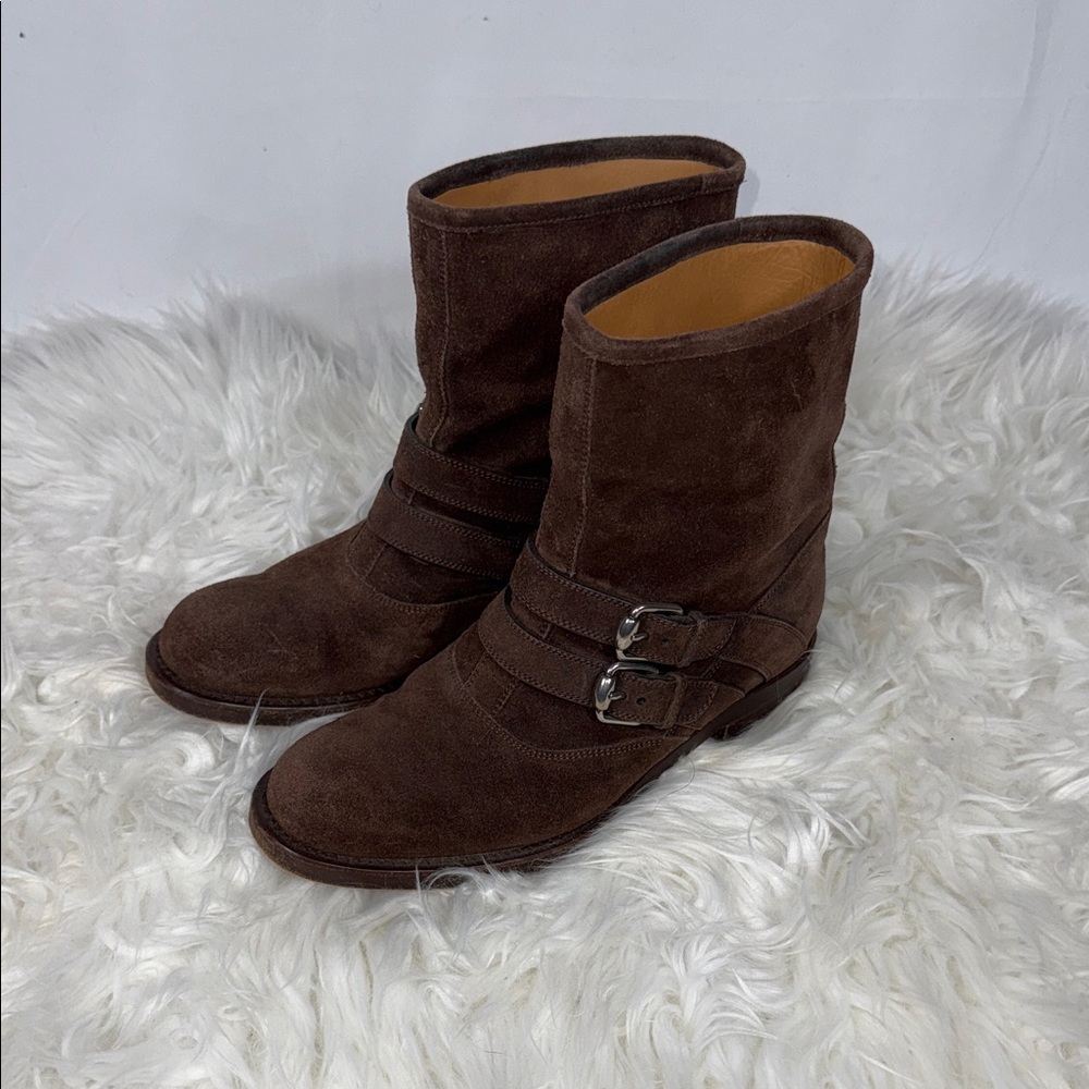 Gucci Dark Brown Suede Combat Boots